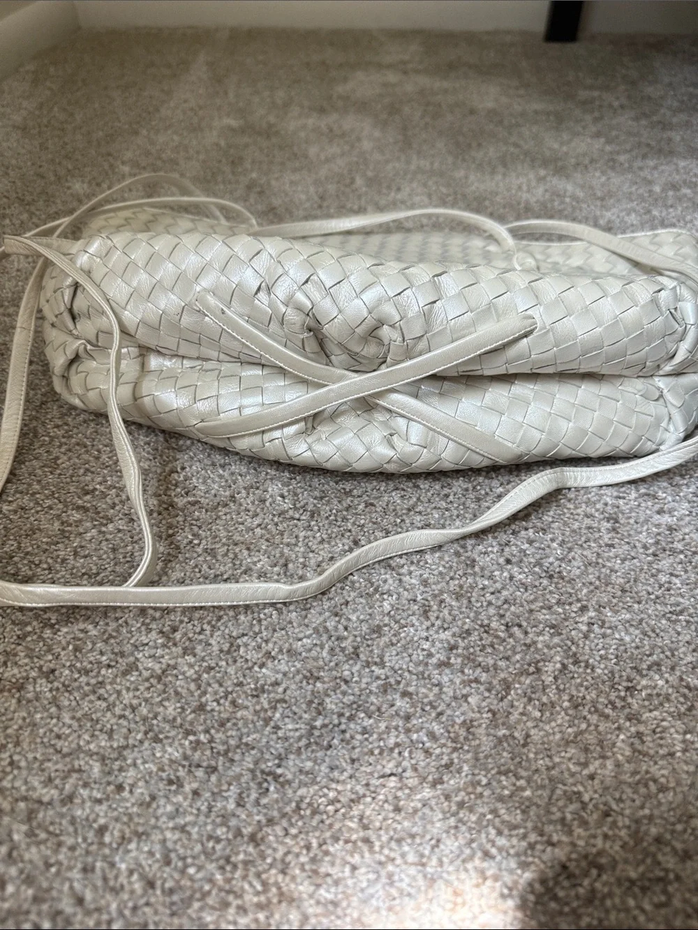 Bottega Veneta Woven Leather Tote in pearl white